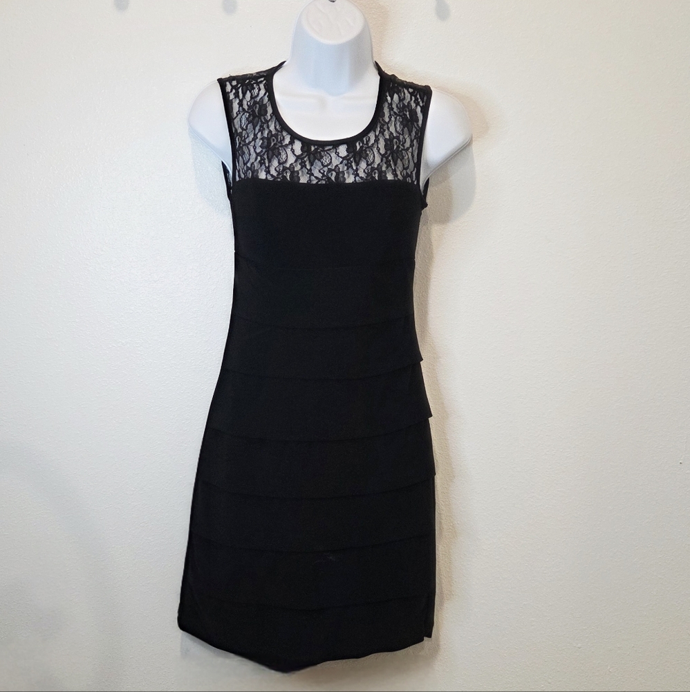 B Darlin Black Layered Lace Dress- Size 5/6